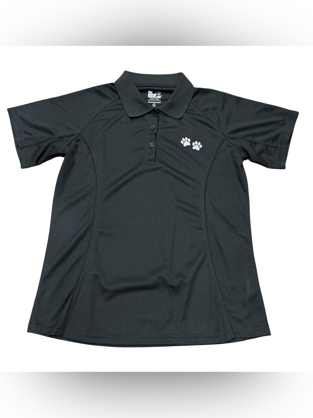 The Animal Rescue Site Black Paw Print Performance Polo Shirt Size Large